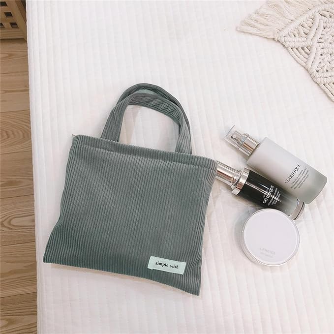 Wudygirl Makeup Bag Travel Cosmetic Bag for Women Small Makeup Pouch with Handle Zipper Cosmetic Pouch Handbag Aesthetic 8.3" x 6.7"(Dark Gray)