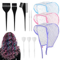 6 Pcs Highlight Cap And Hook Kit Hair Cap For Highlights Multi-Color Hair Highlighting Caps With Hair Dye Brush And Hook Highlight Hair For Home Use Salon Hair Dyeing Hairdressing