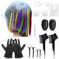 Silicone Highlight Caps for Color Hair, 17Pcs Highlighting Caps with Hooks Reusable Salon Hairdressing Dyeing Staining Tools for Women Men