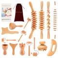 Ollixtec 16-in-1 Wood Therapy Massage Tools Gua Sha, Maderoterapia Kit Muscle Pain Relief, Lymphatic Drainage, Body Sculpting Kit with Facial Wood Roller Fascia Massage