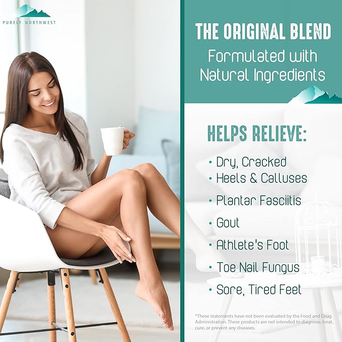Purely Northwest-Tea Tree, Peppermint, MSM & Epsom Salt Foot Soak-for Stubborn Foot Odor, Burning & Itching associated with Athletes Foot- Softens Dry Skin & Calloused Heels-1 Pound