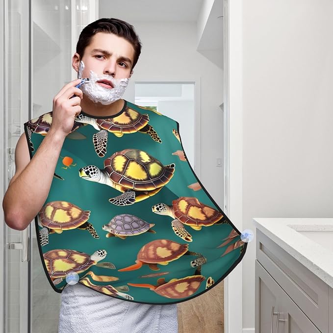 Tea Cups With Roses Romantic Shabby Print Beard Bib Shaving Apron, Beard Hair Trimming Cape Gift For Dad