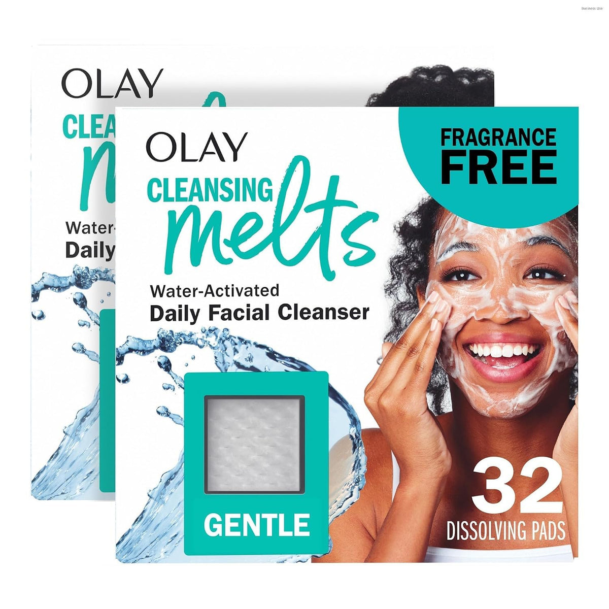 Olay Face Wash, Vitamin C Cleansing Melts, Daily Use Gentle Cleanser, For All Skin Types, Travel Size, Soft Citrus Scent, Water-Activated to Clean, Tone, and Refresh, 64ct (2 Pack x 32ct)