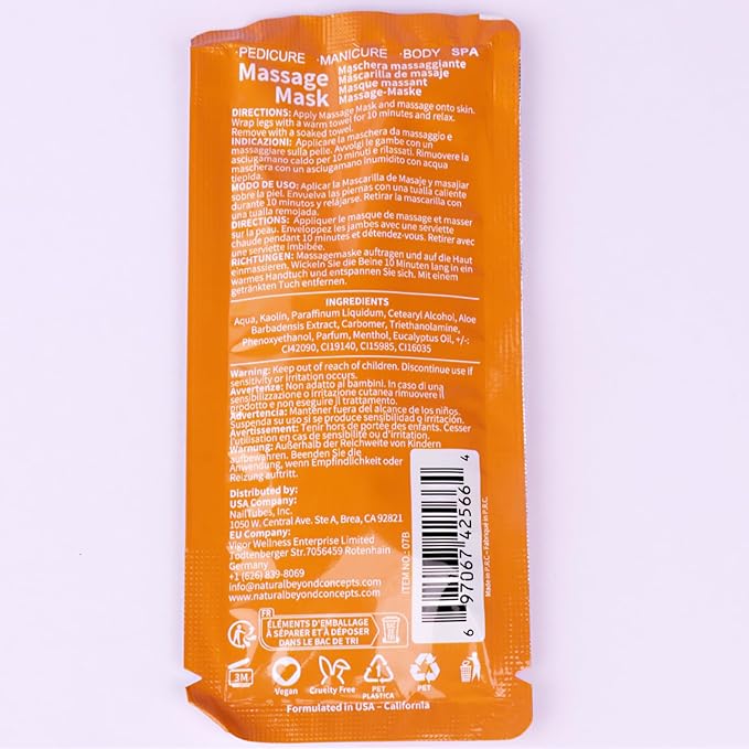 nbc BeautiLab Pedicure Kit Foot Soak Set: Bubble Salt, Sugar Scrub, Massage Mask, Massage Lotion in a Box, 4 Step Foot Spa Kit for Dry Feet,Tired Feet（3 Set Mango)