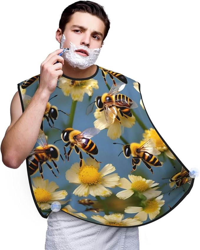 Purple Music Notes Print Beard Bib Shaving Apron, Beard Hair Trimming Cape – For Dad