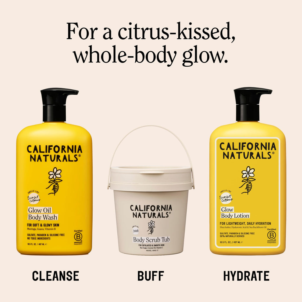 California Naturals Glow Body Wash Sunset Citrus 2-Pack, Hydrating Body Wash for Soft Glowing Skin, Gentle Skin Care for Women & Men, Natural, Vegan, Cruelty, Paraben & Sulfate Free, 20 oz