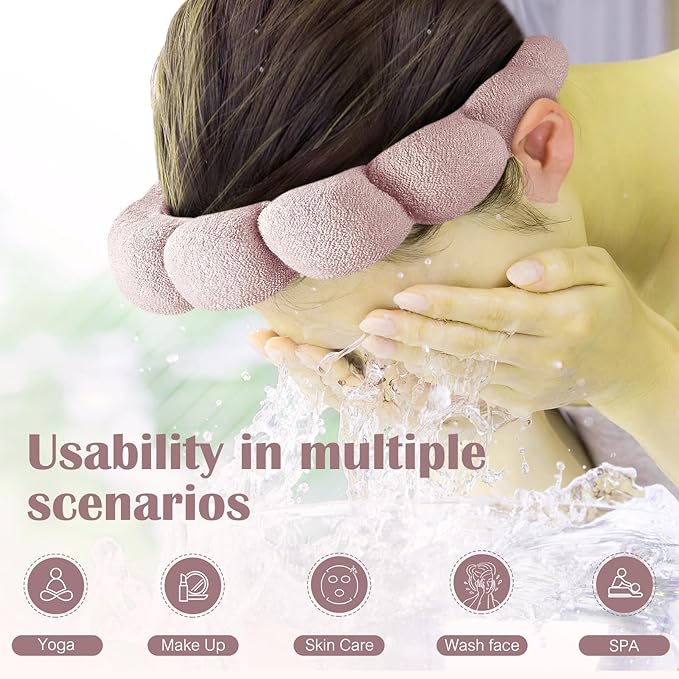 Ztomine Spa Headbands for Washing Face or Facial, Set of 2 Skincare Headbands, Terry Cloth Headband Wash Combo Pack - Puffy Makeup Washing, Mask, Skin Treatment