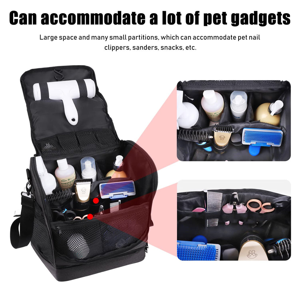 Dog&Cat Grooming Supplies Bag,Adjustable Compartments Grooming Bag for Pet