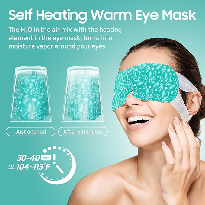 BeHoomi 20 Packs Steam Eye Mask, Heated Eye Mask Warm Compress for Eyes, Disposable Self Heating Steam Mask for Home, Sleep, Spa, Travel Essentials & Relaxation Gifts for Women (Unscented)