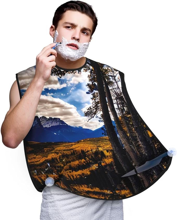 Rabbit Background Print Beard Bib Shaving Apron, Beard Hair Trimming Cape Gift For Dad