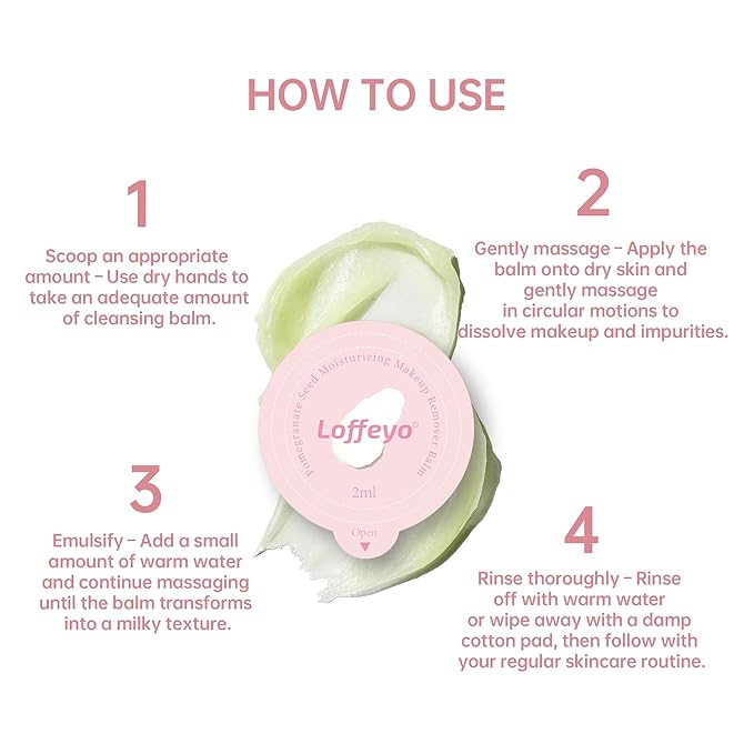 Loffeyo 30pcs Single Use Cleansing Balm Pods Pomegranate Makeup Remover
