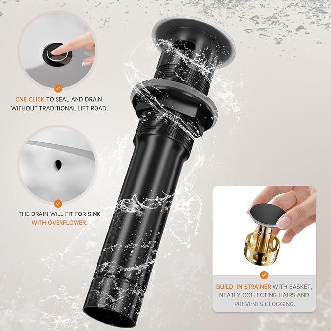 Phiestina 4 Inch 2 Handle Centerset Matte Black Lead-Free Modern Bathroom Faucet 2 Pack, 360 Swivel Spout 2-3 Hole RV Bathroom Vanity Sink Faucet with Pop Up Drain,Water Supply Lines,BF15-1-MB-2PACK
