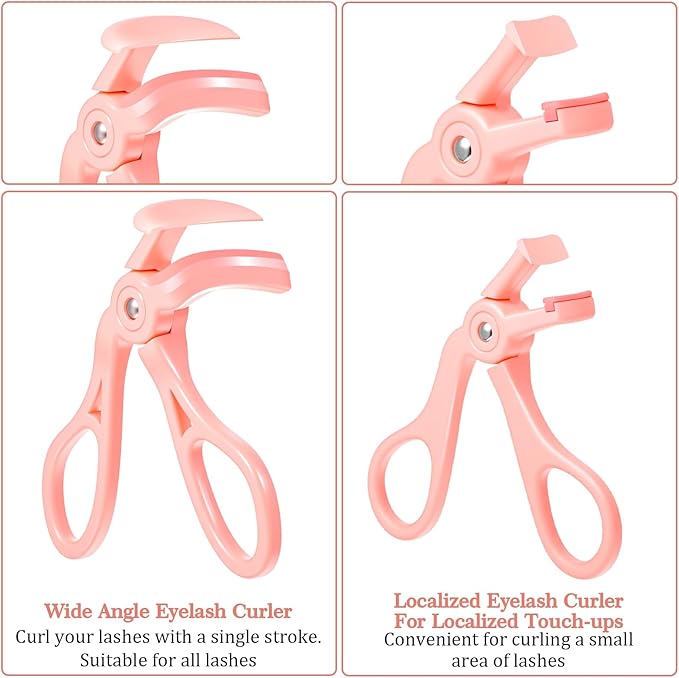 LXUEJIE 2 Style Eyelash Curlers, Plastic Eyelash Curler, Premium Cute Small Eye Lash Curler for No Pinching or Pulling Lash, Professional Makeup Tool for Eyelashes for Long Lasting (Pink)
