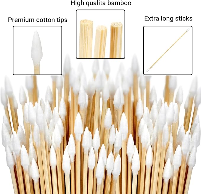 900PCS Double Pointed 6'' Long Cotton Swabs with Durable Stem, Lint- Free Gun Cleaning Swabs Pure Cotton Tips for Gun Maintenance, Makeup, Pet Care, Equipment (1800 Tips)