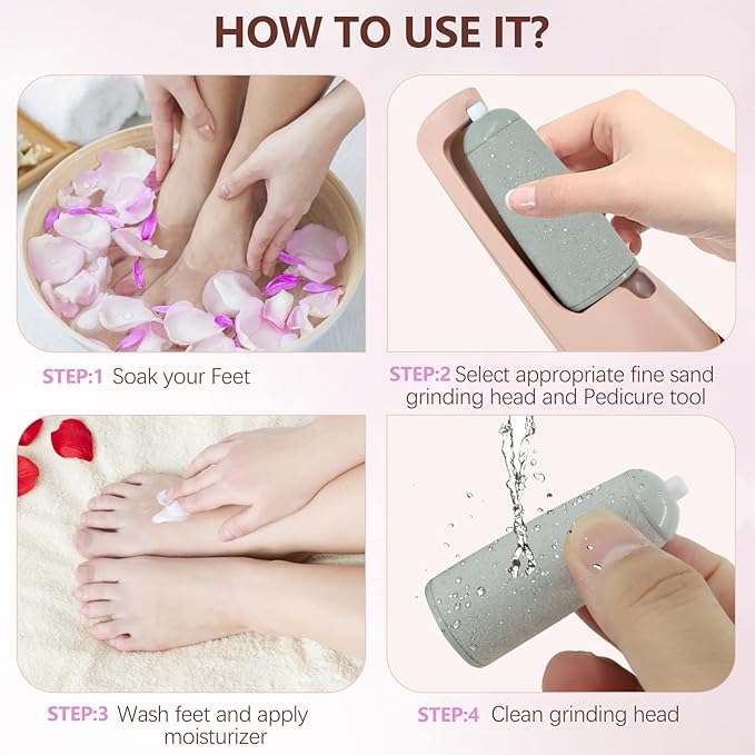 Electric Callus Removers for Feet, Haootadiy Electric Foot Callus Remover Pedicure Kits Rechargeable with12 in 1, Removes Dry Skin for Smoother Feet, Foot Care for Dead Skin Ideal Gift, Assorted