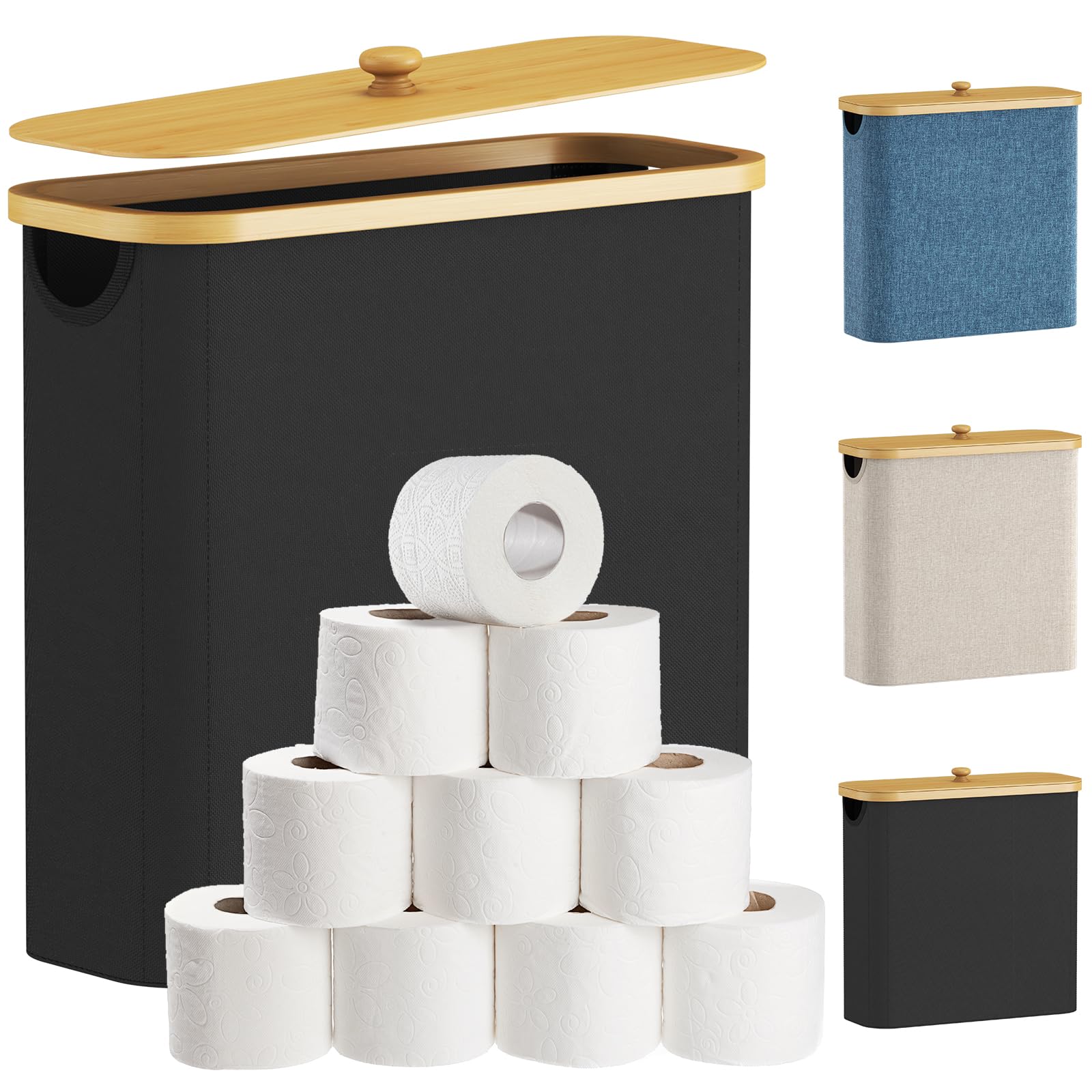 Lifewit Toilet Paper Storage Holder, Extra Large Stand Basket, 30L, Black