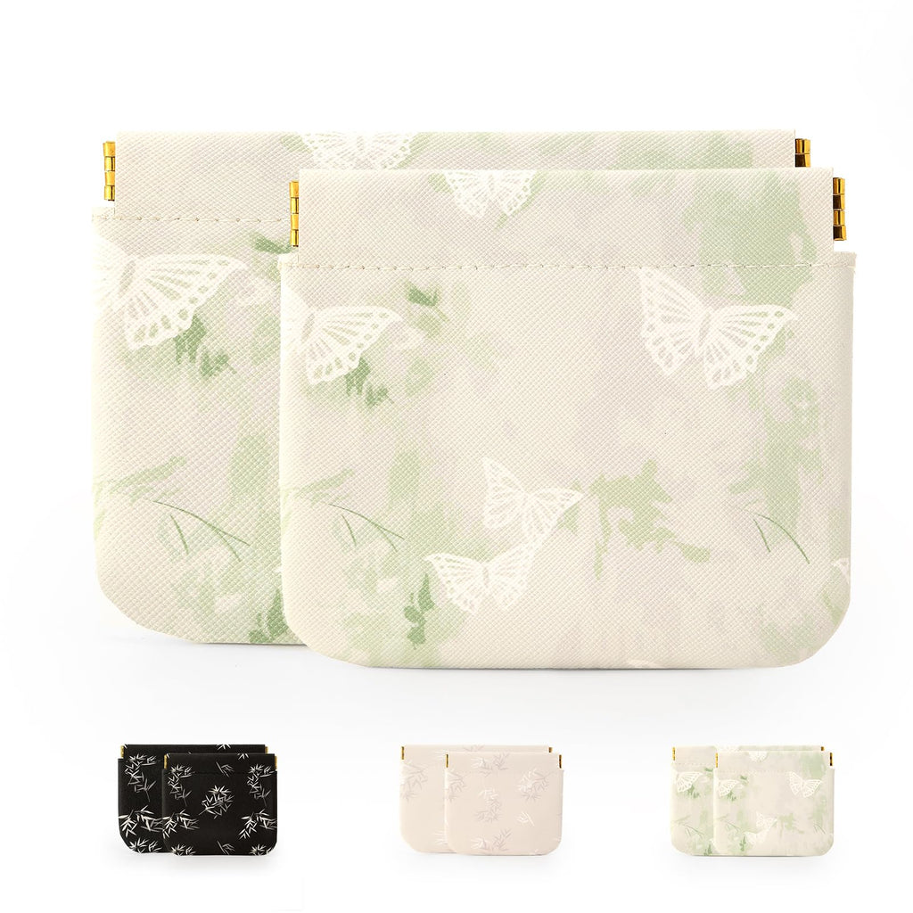 RIGHT AWAY 2 PCS Small Makeup Bag for Purse,Mini Cosmetic Organizer Make Up Bag for Women,Squeeze Coin Purse Pouch,Portable Tiny Makeup Pouches for Cosmetic Accessories,Lipstick, Jewelry, Card, Coins