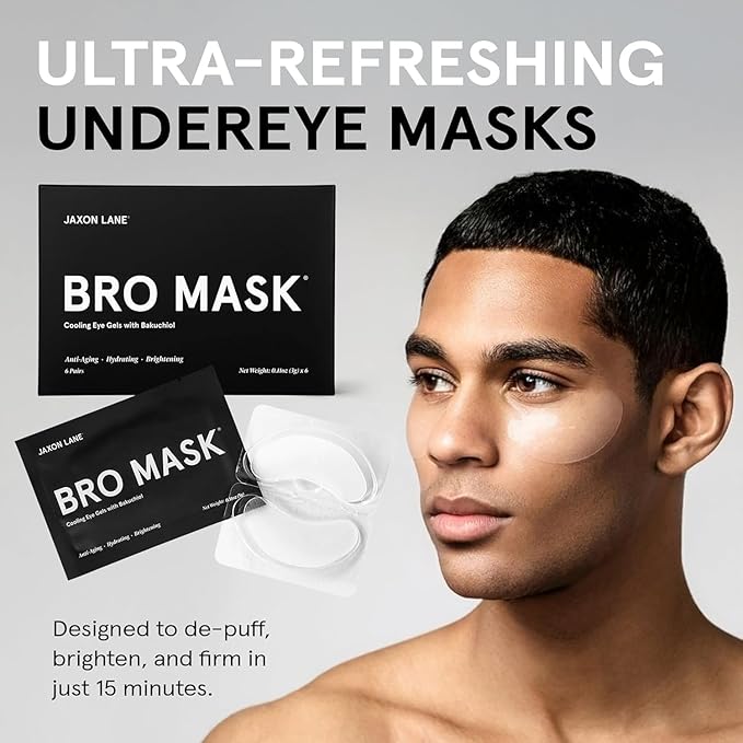 JAXON LANE Bro Mask Under Eye Patches for Men for Dark Circles, 1 x 6 Pairs