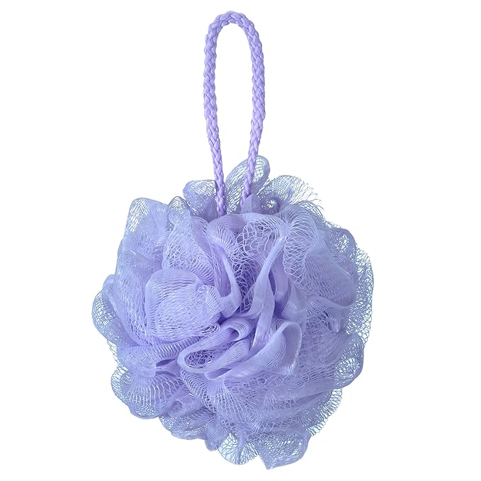 iboodi 60g/pcs Purple Mesh Bath Sponge Shower Pouf Loofahs Shower Puff Pack of 4 (Purple)
