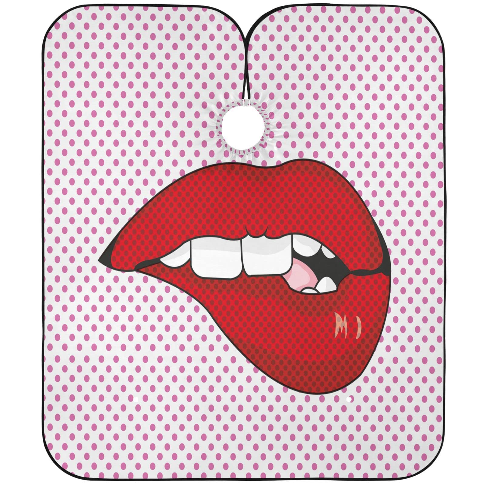 visesunny Barber Cape Sexy Lip Dot Polyester Hair Cutting Salon Cape Apron Anti-Static Haircut Water-Resistant Shaving Cloth Beard Shaving Bib Hairdressing Cape