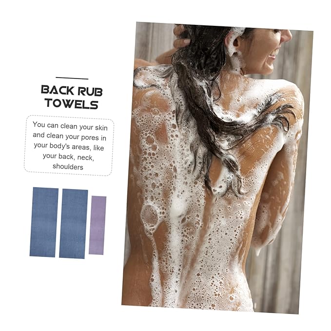 Ipetboom 9pcs Comfortable Back Pulling Bath Towels Long Straps Shower Towels Fuzzy Hand Exfoliating Wash Massage