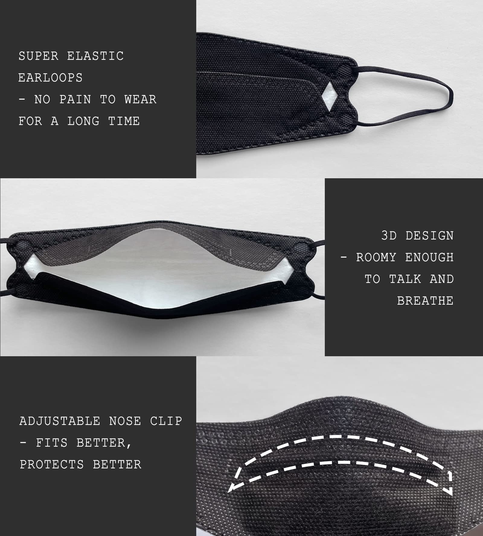 Borje KN95 Face Masks, 100 Pcs Disposable Face Masks, Filter Protection Against PM2.5 from Fire Smoke & Dust
