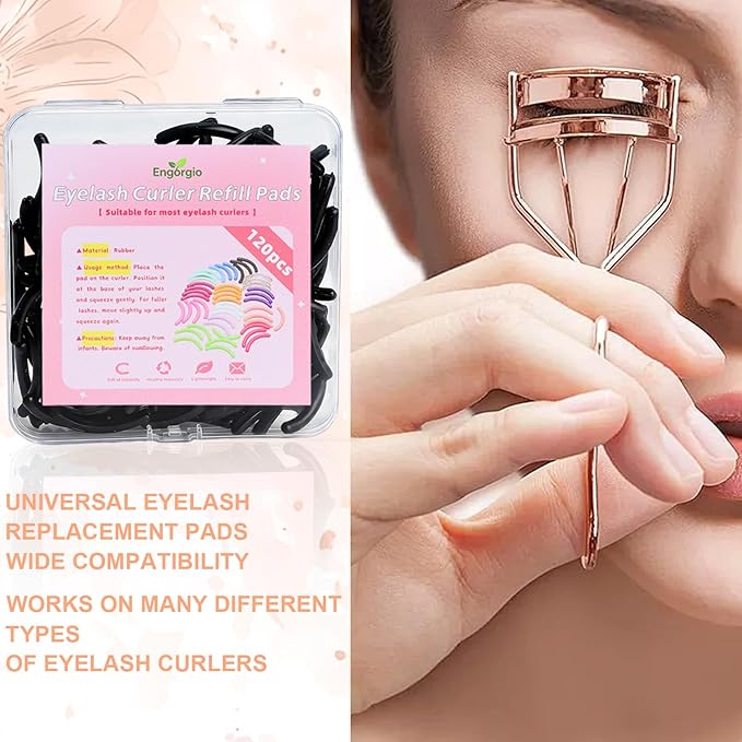 120Pack Fit for Shiseido and for Shu uemura Eyelash Curler Refill Pads,High Elasticity Silicone Replacement Pad,Use with Eye Lash Curler，Easy to Replace (Black).