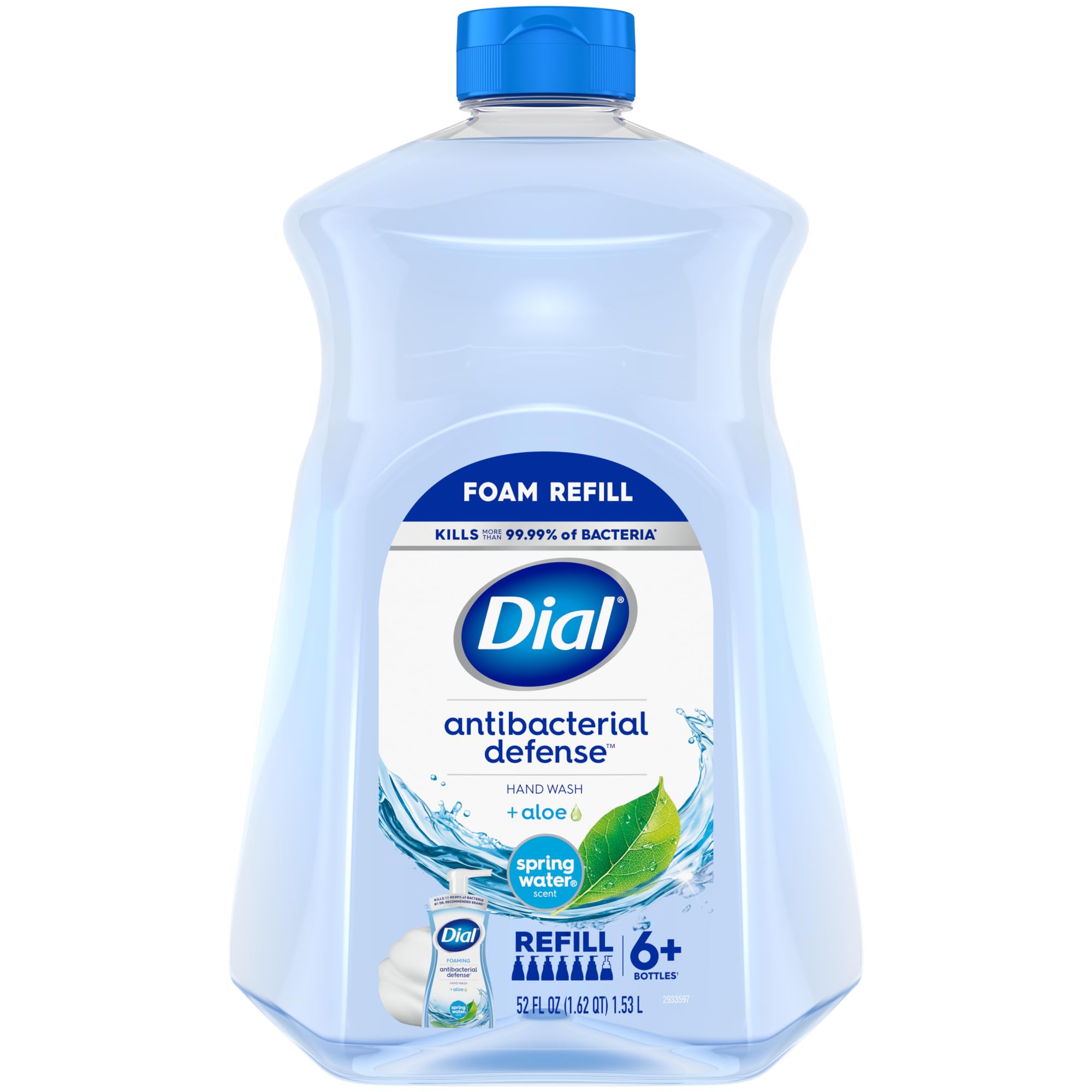 Dial Antibacterial Defense Foaming Hand Soap Refill, Spring Water, 52 Fl Oz