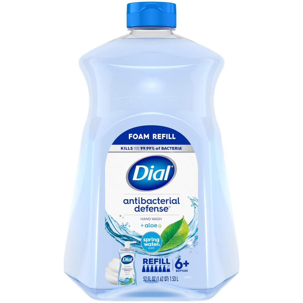 Dial Antibacterial Defense Foaming Hand Soap Refill, Spring Water, 52 Fl Oz