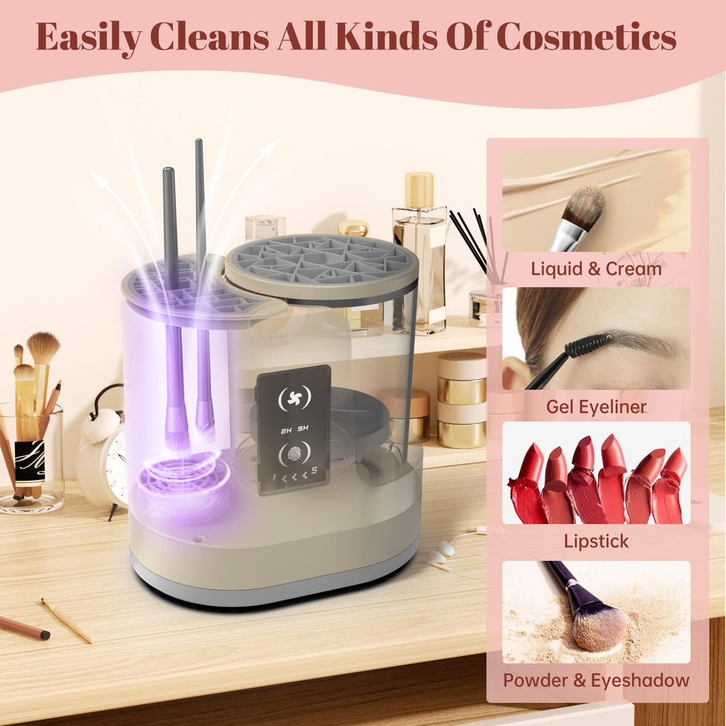 3 IN 1 Electric Makeup Brush Cleaner Machine With Makeup Brush Dryer-Holder-Portable Automatic USB Cosmetic Brushes Cleaner Tool for All Size Beauty Makeup Brush Set,Eyeshadow, Blush Brush