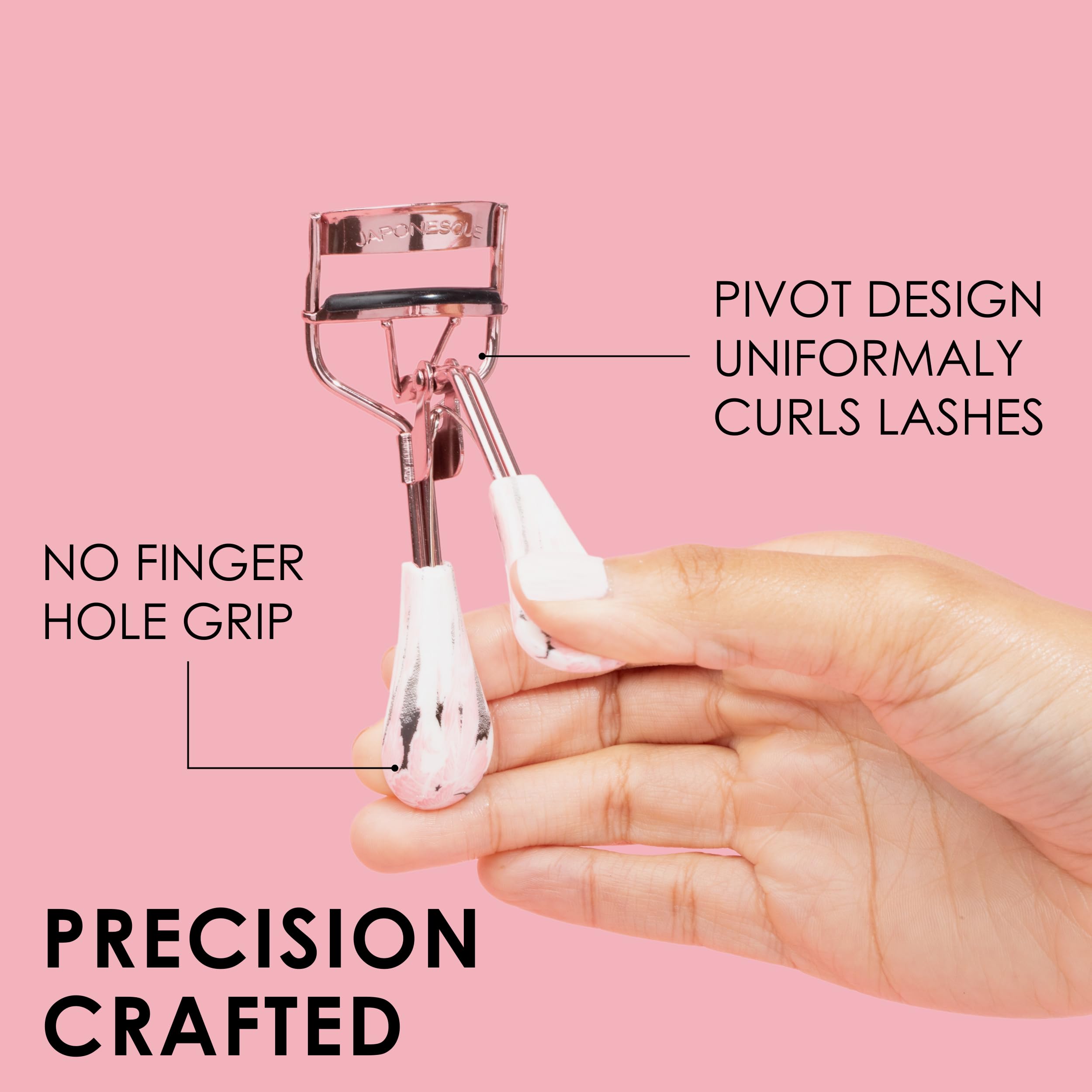 JAPONESQUE Comfort Grip Eyelash Curler for Natural & False Lashes, Universal Fit, Long-Lasting Curl