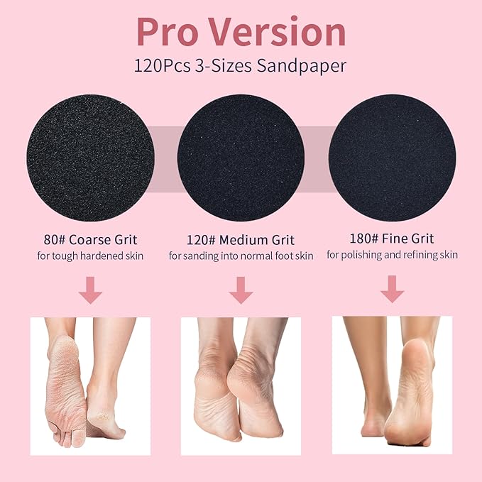 APRELM Electric Foot Callus Remover with 80pcs Sandpaper Discs, 4.8IN Longer Professional Callus Remover for Feet, Pedicure Tools Foot File for Dead Skin