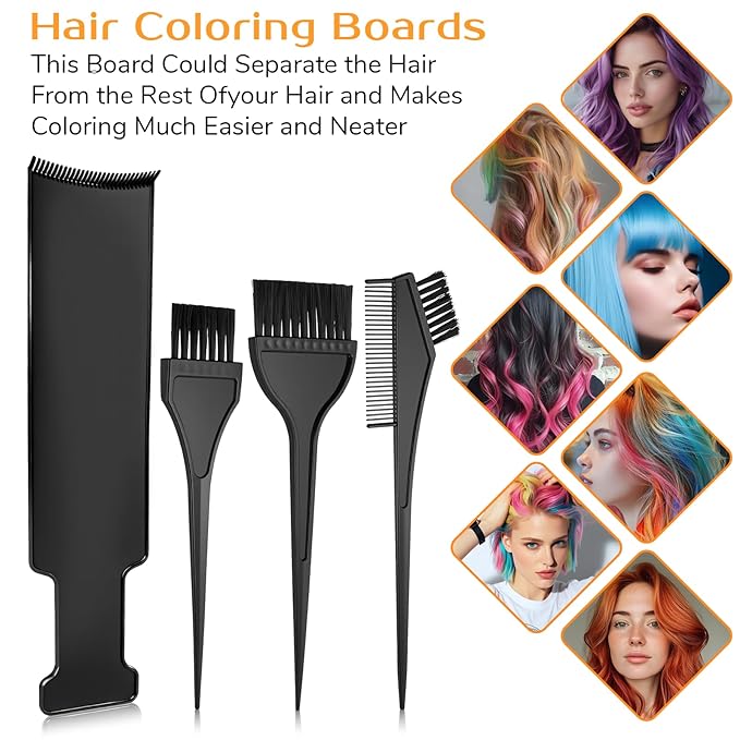 4 Pcs Balayage Highlighting Board and Brush Kit 3 Hair Dye Brush and 1 Balayage Highlightings Board with Teeth Black Hair Dye Comb for Hairs Dyes Women Hairs stylist Accessories Salon Home Use