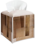 Vintage Geometry Design Tissue Box Cover - Retro Brown PU Leather Waterproof Tissue Holder - Facial Paper Organizer for Home Bathroom Office - Desk Decorative Dispenser Box - B05