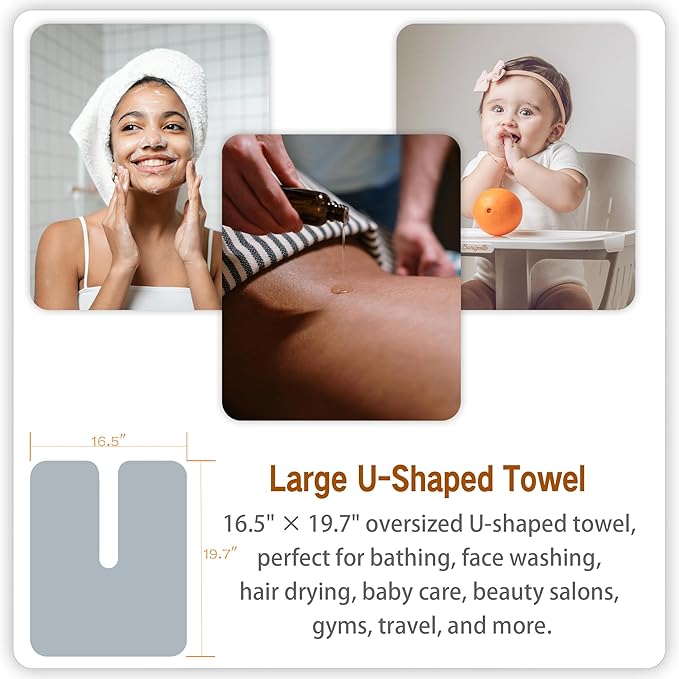 MAYOKEN® 12PCS U-Shaped Microfiber Facial Towels for Estheticians, Ultra-Soft & Absorbent Spa Towels for Massage, Facial Steam & Skincare (Warm White)