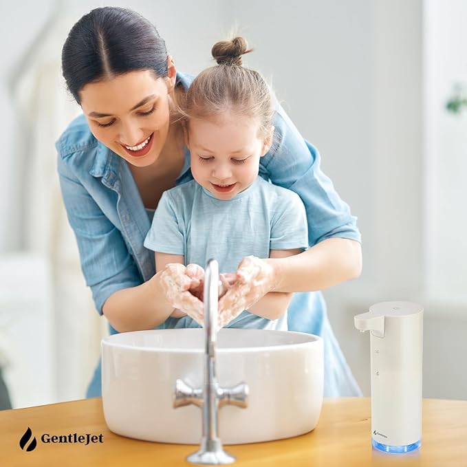 GentleJet EasyFoam Automatic Foaming Soap Dispenser, Touchless USB-C Rechargeable Sensor Pump, 304 Stainless Steel, Adjustable Foam, IPX5 Water-Resistant for Bathroom & Kitchen, 10 fl oz / 300 mL
