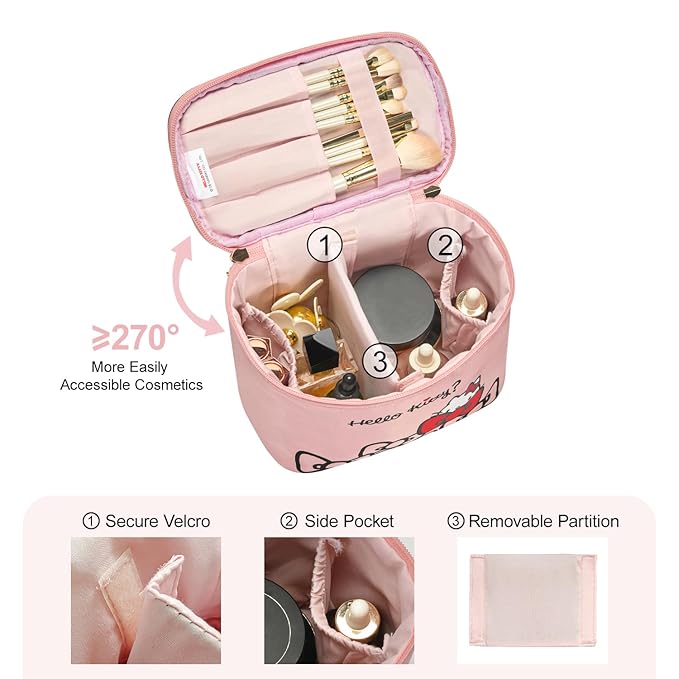 Vimanllie Large Travel Makeup Bag Waterproof Cosmetic Bags,Portable Toiletry Organizer with Handle for Girl,Cute Home Storage for Women