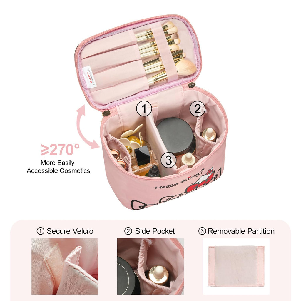 Vimanllie Large Travel Makeup Bag Waterproof Cosmetic Bags,Portable Toiletry Organizer with Handle for Girl,Cute Home Storage for Women