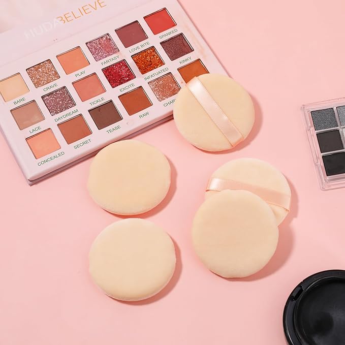 10 Pieces Foundation Sponge for Face Powder, 2.36 inch Makeup Puff for Foundation Velour Pure Cotton Applicator Cotton Cosmetic Makeup Puffs Pads with Ribbon