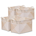 BROWNLILY Handwoven Clothes Basket Laundry Hampers Large Wicker Storage Baskets for Shelves Blankets Closet Storage Bins Car Bedroom Bathroom Organizers and Storage (Pack of 4, Khaki & Ivory White)