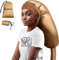 TEPENAR Hair Dryer Bonnet Attachment: Upgraded Extra Large Hooded Dryer Adjustable Hair Dryer Caps - Easy to Use for Natural Curly Textured Hair Care Styling Fast Drying - Gold