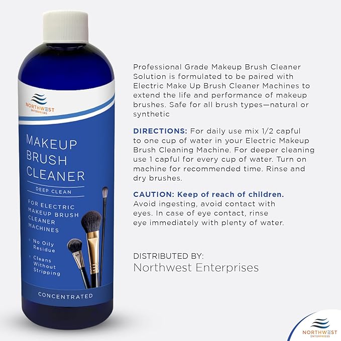 Makeup Brush Cleaner Solution for Electric Makeup Brush Cleaner Machines - Professional Grade (8 ounces)