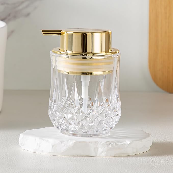 Glass Soap Dispenser Set - 2 Pack Bathroom Hand Liquid Soap Dispensers,Refillable Dish Soap Dispenser for Glod Pump,Modern Home Soap Dispenser for Bathroom,Kitchen