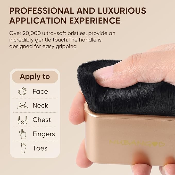 NUBANGOO Professional Kabuki Foundation Brush,Makeup Brush, Self Tanner Brush,Self Tanning brush,Foundation Makeup Brush Cream Powder Liquid,Face Neck Body Leg Tanning Makeup (Gold Black)