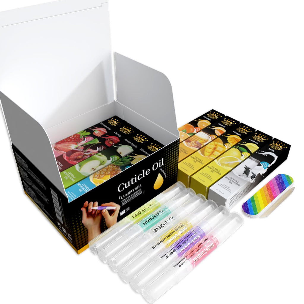 Miss Forever Cuticle Oil Pens - Light Scents Nail Oil Pen for Growth and Strength, Nail Care Mini Vitamins Oil Set with Natural Ingredients, Cutical Repair Bulk for Women Manicure (All 15 Scents)