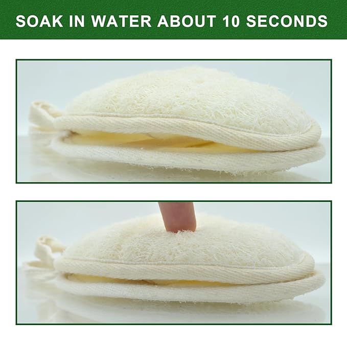 CROVIN Natural Loofah Exfoliating Body Scrubber, Shower Loofah Sponge Pack