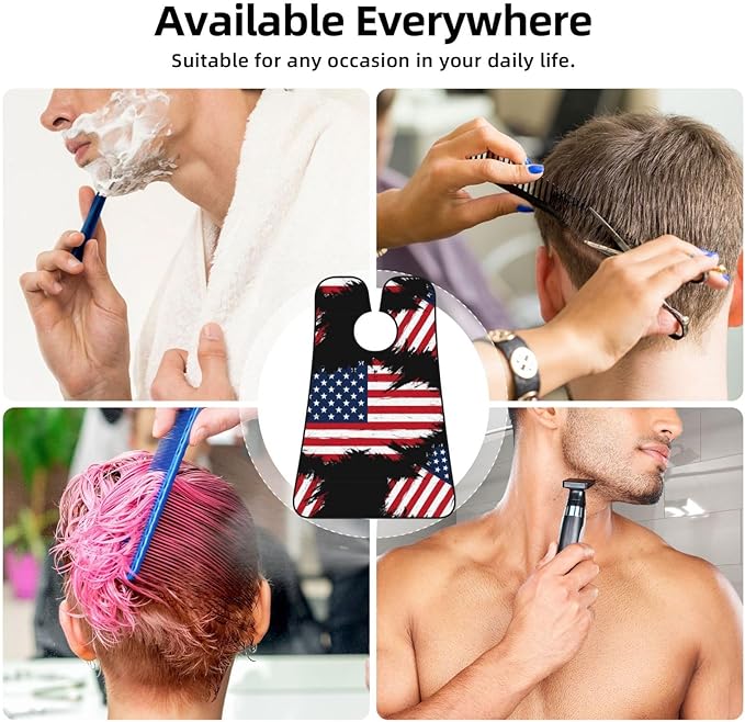 Men's Beard Maintenance Apron, Waterproof & Easy Clean, Grunge USA American Flag