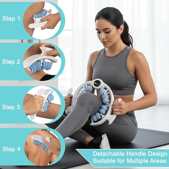 muash Anti-Cellulite Massage Roller for Legs & Body – Cellulite Roller & Cellulite Massage Tool with Deep Tissue Fascia Rolling for Lymphatic Drainage, Thighs & Buttocks (Blue)