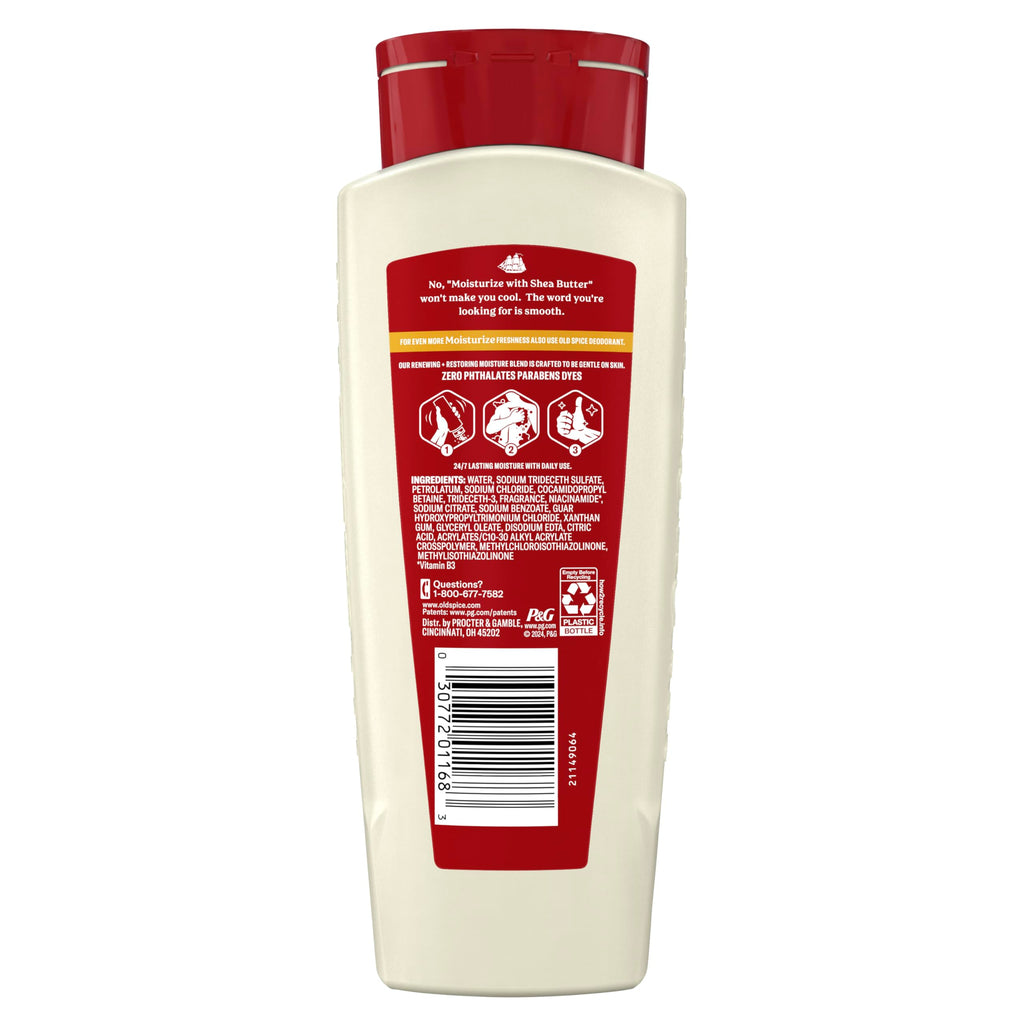 Old Spice Cleansing Body Wash for Men, 24/7 Shower Fresh with Lasting Scent, Restore & Renew, Gentle on Skin, Vitamin B3, Moisturize with Shea Butter Scent, 18 oz (Pack of 4)