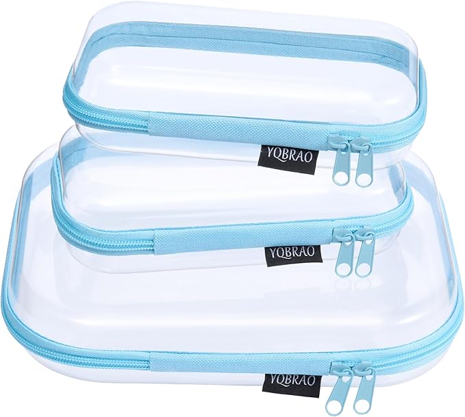 YQBRAO Clear Hard Shell Organizer Cases, 3-Pack, Blue